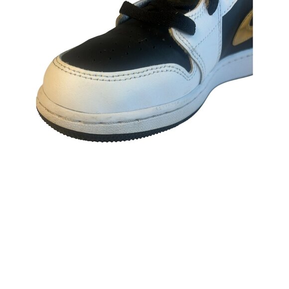 Nike Air Jordan 1 MID Shoes GS Sz 5Y WMNS Sz 6.5 White/Gold/Black 554725-190 - Picture 11 of 16